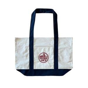 Trader Joes Large Tote Shopping Bag Cotton Canvas